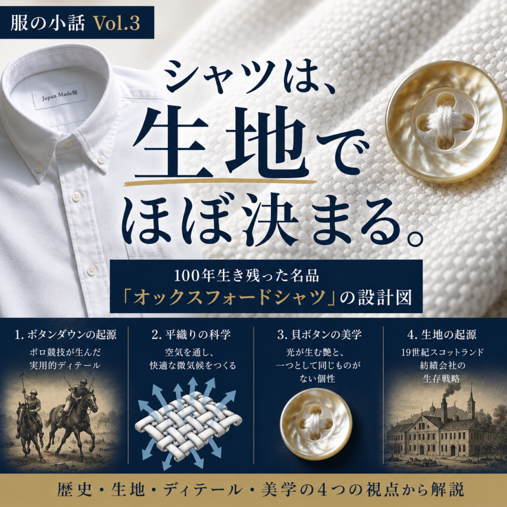 シャツは、生地でほぼ決まる。100年生き残った名品「オックスフォードシャツ」の設計図